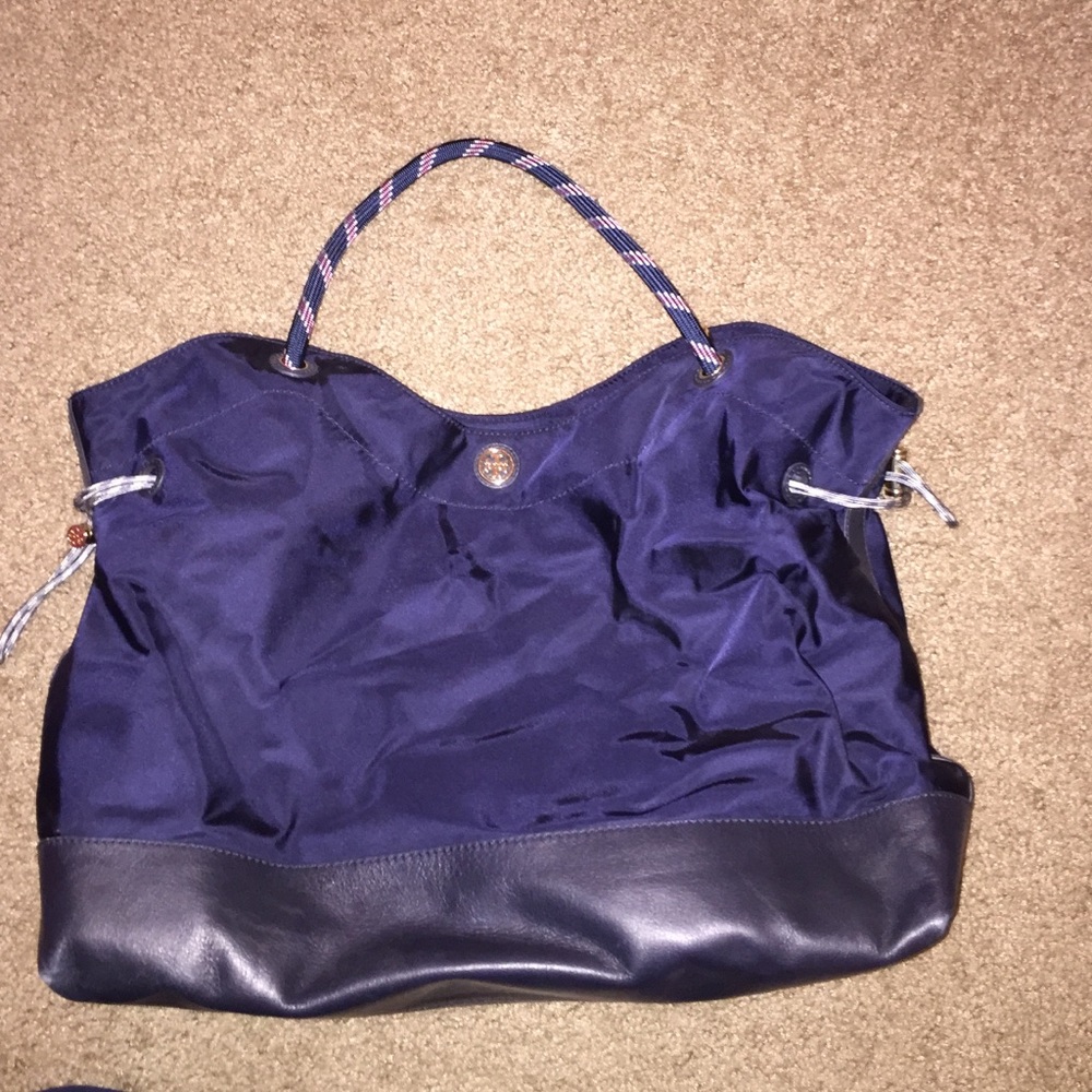 Tory Burch Nylon Cinched tote in Blue